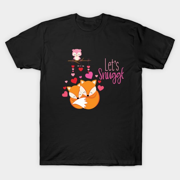 Snuggling Foxes T-Shirt by TealFeatherCreations1